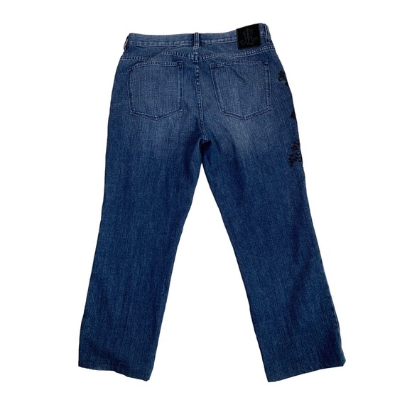 Ralph Lauren Women's Size 12 Jeans Straight Leg Hi Rise Embroidery Velvet Beaded - Picture 3 of 10